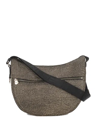 Borbonese Luna Hobo Small Shoulder Bag In Op Fabric In Neutral
