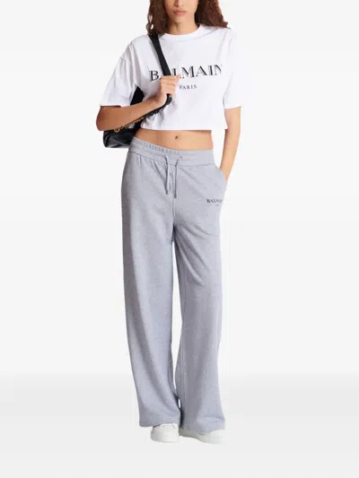 Balmain Logo-print Track Pants In Gray