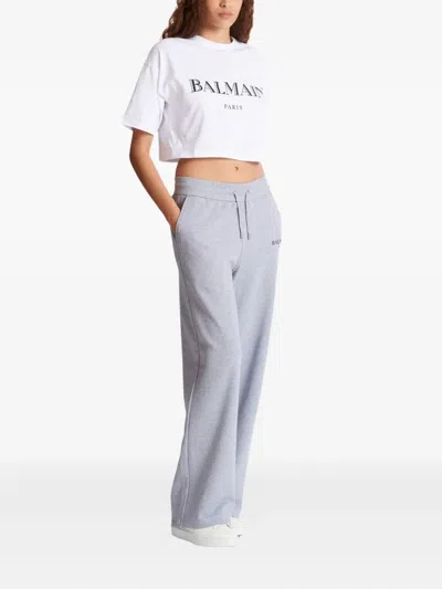 Balmain Logo-print Track Pants In Gray