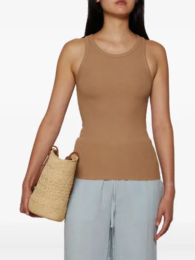 Éterne Ribbed High-neck Tank Top In Brown