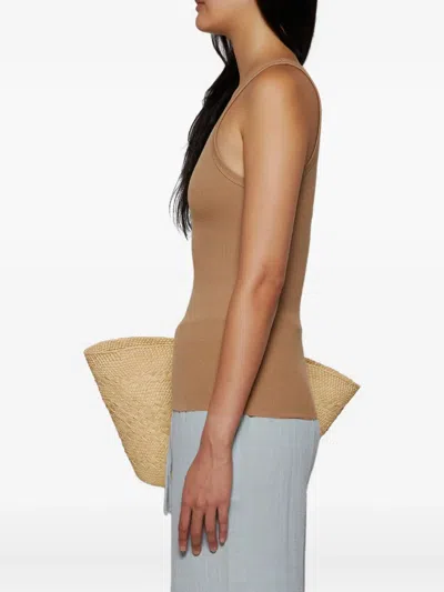 Éterne Ribbed High-neck Tank Top In Brown