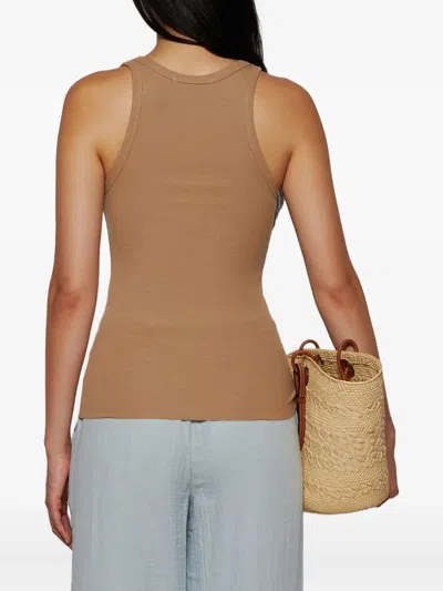 Éterne Ribbed High-neck Tank Top In Brown