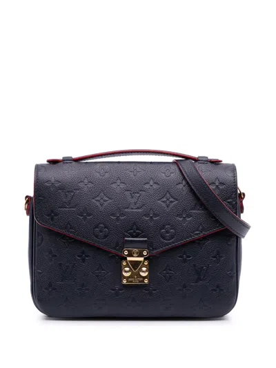 Pre-owned Louis Vuitton 2017 Monogram Empreinte Pochette Metis Satchel In Blue