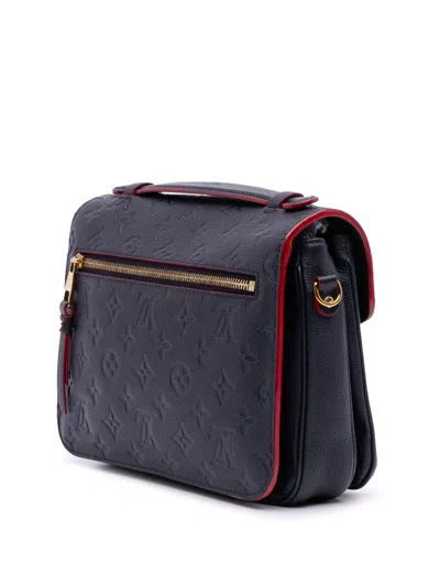 Pre-owned Louis Vuitton 2017 Monogram Empreinte Pochette Metis Satchel In Blue