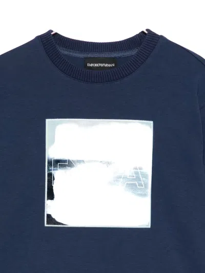Emporio Armani Seascape-print Sweatshirt In Blue