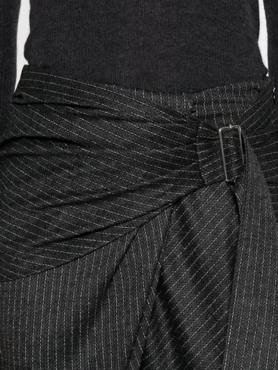 Isabel Marant Womens Anthracite Atrium Reilly Pinstripe Wool-blend Midi Skirt In Black