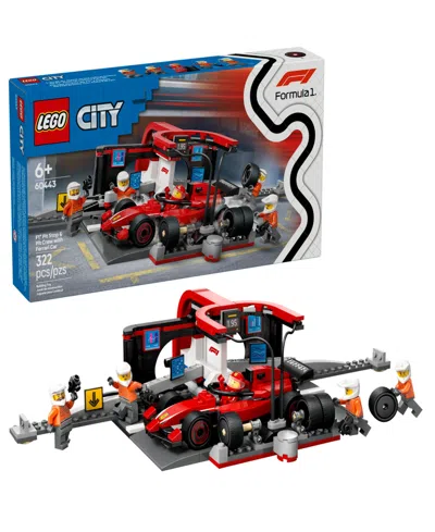 Lego City F1 Pit Stop Pit Crew With Ferrari Car Toy 60443, 322 Pieces In Red