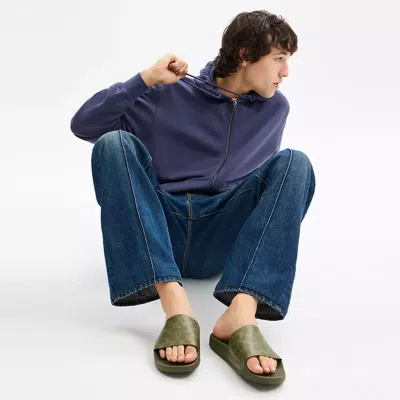 Coach Pool Slide In Signature Canvas In Green