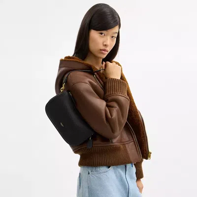 Coach Natural Grain Leather Waverly Bag Shoulder Bags Black