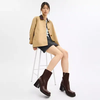 Coach Sculpted C Bootie In Brown