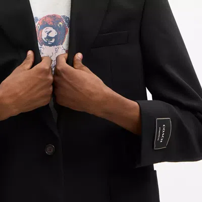 Coach Single Button Blazer In Blue