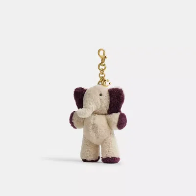 Coach Ellie Elephant Plushie Bag Charm In Shearling In Neutral