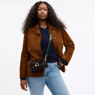 Coach Tabby Shoulder Bag 26 In Haircalf With Leopard Print In Brown