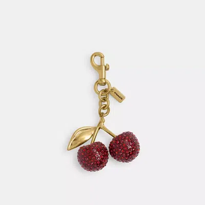 Coach Small Crystal Cherry Bag Charm In Gold
