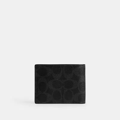 Coach Slim Billfold Wallet In Signature Canvas In Black