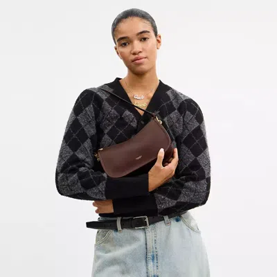 Coach Waverly Shoulder Bag With Embossed Logo In Brown