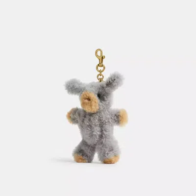 Coach Fuzzy Dog Plushie Bag Charm In Shearling In Gray