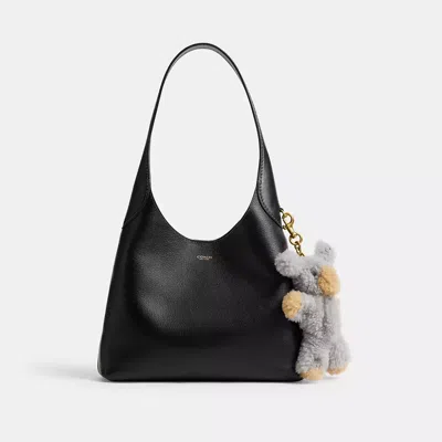 Coach Fuzzy Dog Plushie Bag Charm In Shearling In Gray