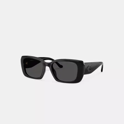 Coach Maxi Sculpted C Oversized Rectangle Sunglasses In Black