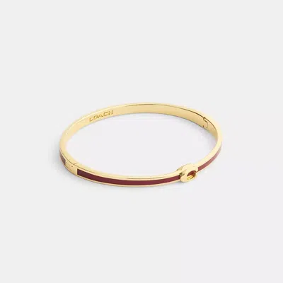 Coach Thin Enamel Signature Hinged Bangle In Gold