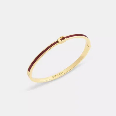 Coach Thin Enamel Signature Hinged Bangle In Gold
