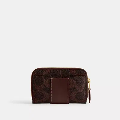 Coach Essential Small Zip Around Card Case In Signature Canvas In Multi