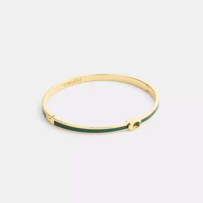 Coach Thin Enamel Signature Hinged Bangle In Gold