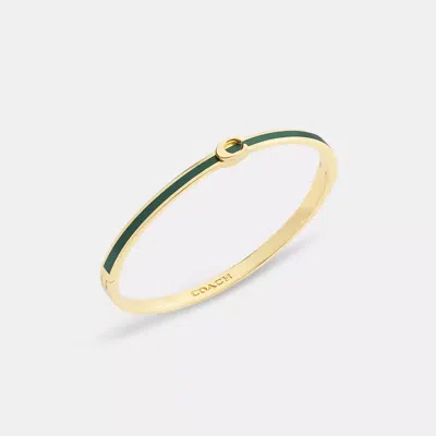 Coach Thin Enamel Signature Hinged Bangle In Gold