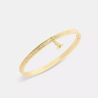 Coach Brushed Rexy Charm Hinged Bangle In Gold