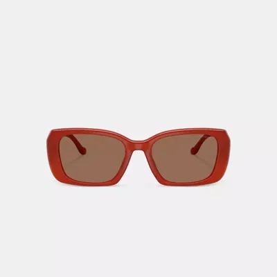 Coach Maxi Sculpted C Oversized Rectangle Sunglasses In Orange