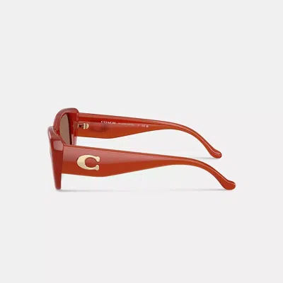 Coach Maxi Sculpted C Oversized Rectangle Sunglasses In Orange