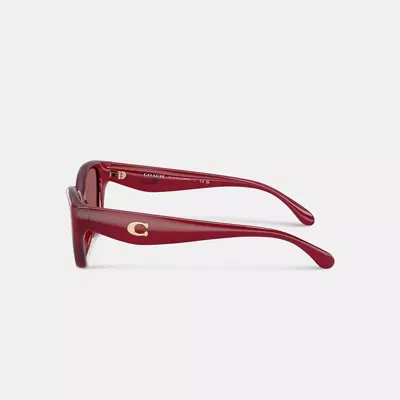 Coach C Hardware Square Cat Eye Sunglasses In Red