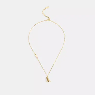 Coach Brushed Rexy Pendant Necklace In Gold