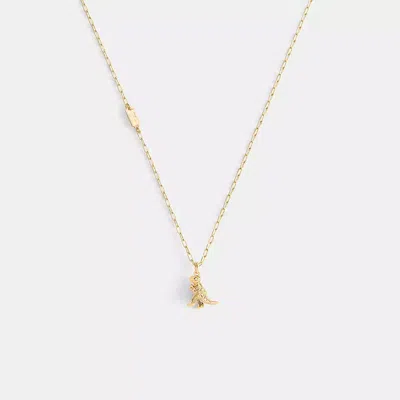 Coach Brushed Rexy Pendant Necklace In Gold