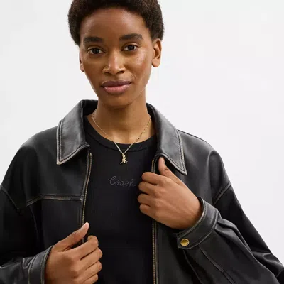 Coach Brushed Rexy Pendant Necklace In Gold