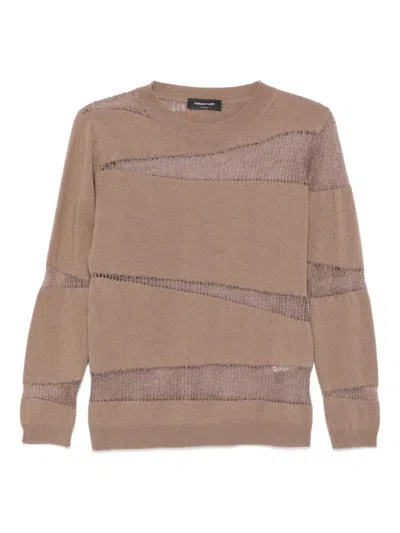 Fabiana Filippi Open-knit Inserts Sweater In Brown