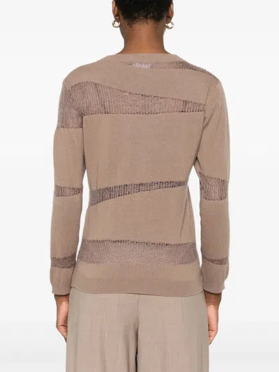 Fabiana Filippi Open-knit Inserts Sweater In Brown