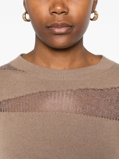 Fabiana Filippi Open-knit Inserts Sweater In Brown