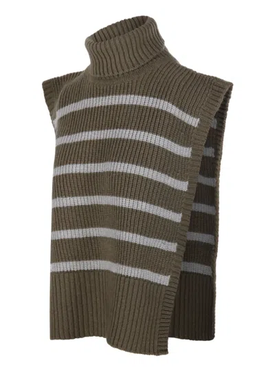 Davantino Turtleneck Striped Sweater In Brown