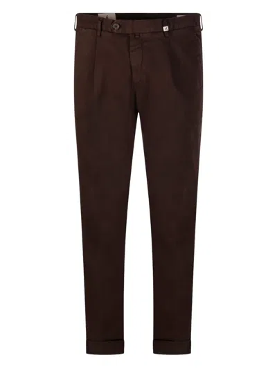Myths Tailored Long Pants With Smooth Finish And Rolled Cuffs In Brown