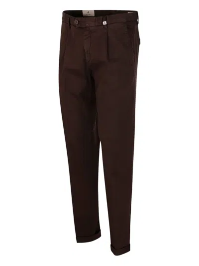 Myths Tailored Long Pants With Smooth Finish And Rolled Cuffs In Brown