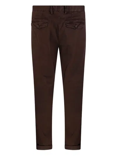 Myths Tailored Long Pants With Smooth Finish And Rolled Cuffs In Brown