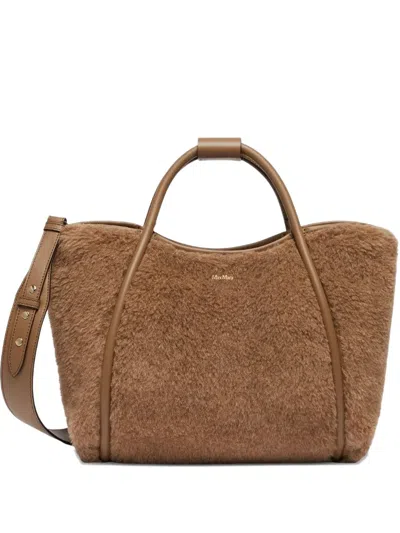 Max Mara Small Tmarin Teddy Top Handle Bag In Brown