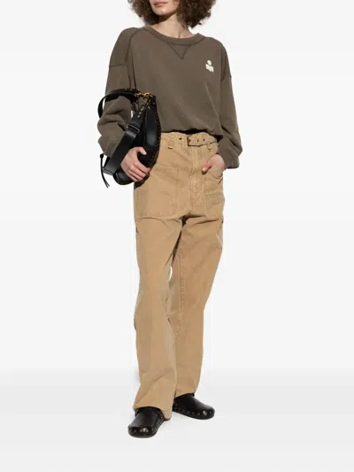 Isabel Marant Étoile Logo-print Drawstring-hem Sweatshirt In Brown