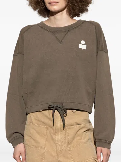 Isabel Marant Étoile Logo-print Drawstring-hem Sweatshirt In Brown