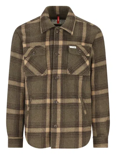 Fay Scottish Tartan Overshirt Jacket In Wool Blend In Green