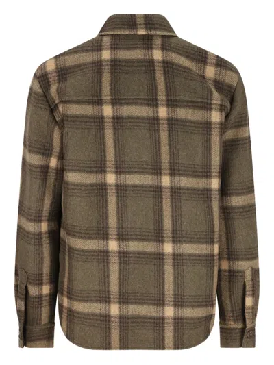 Fay Scottish Tartan Overshirt Jacket In Wool Blend In Green