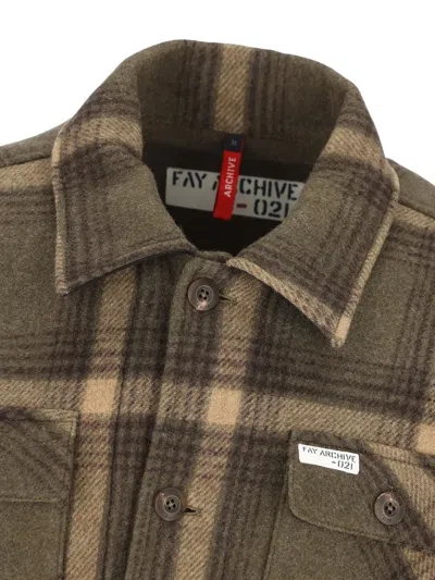 Fay Scottish Tartan Overshirt Jacket In Wool Blend In Green