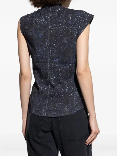 Isabel Marant Nayda Asymmetrical T-shirt With Midnight Blue Print In Blue