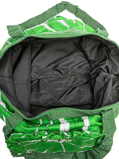 Pre-owned Miu Miu 2010-2025 Canvas Printed Ivy Tote Bag In Green